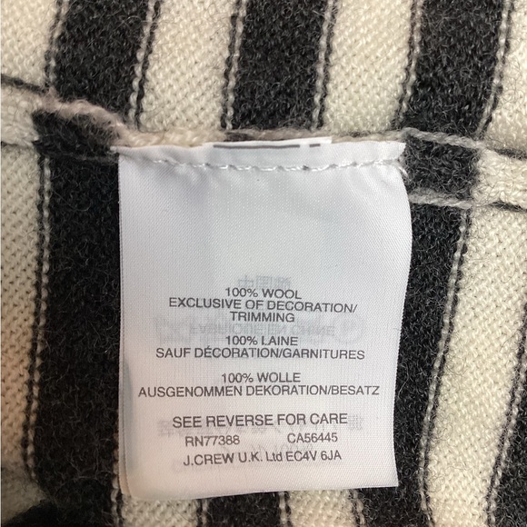 J Crew 100% Wool Button Cardigan Striped Long Sleeve Black White - Picture 10 of 13